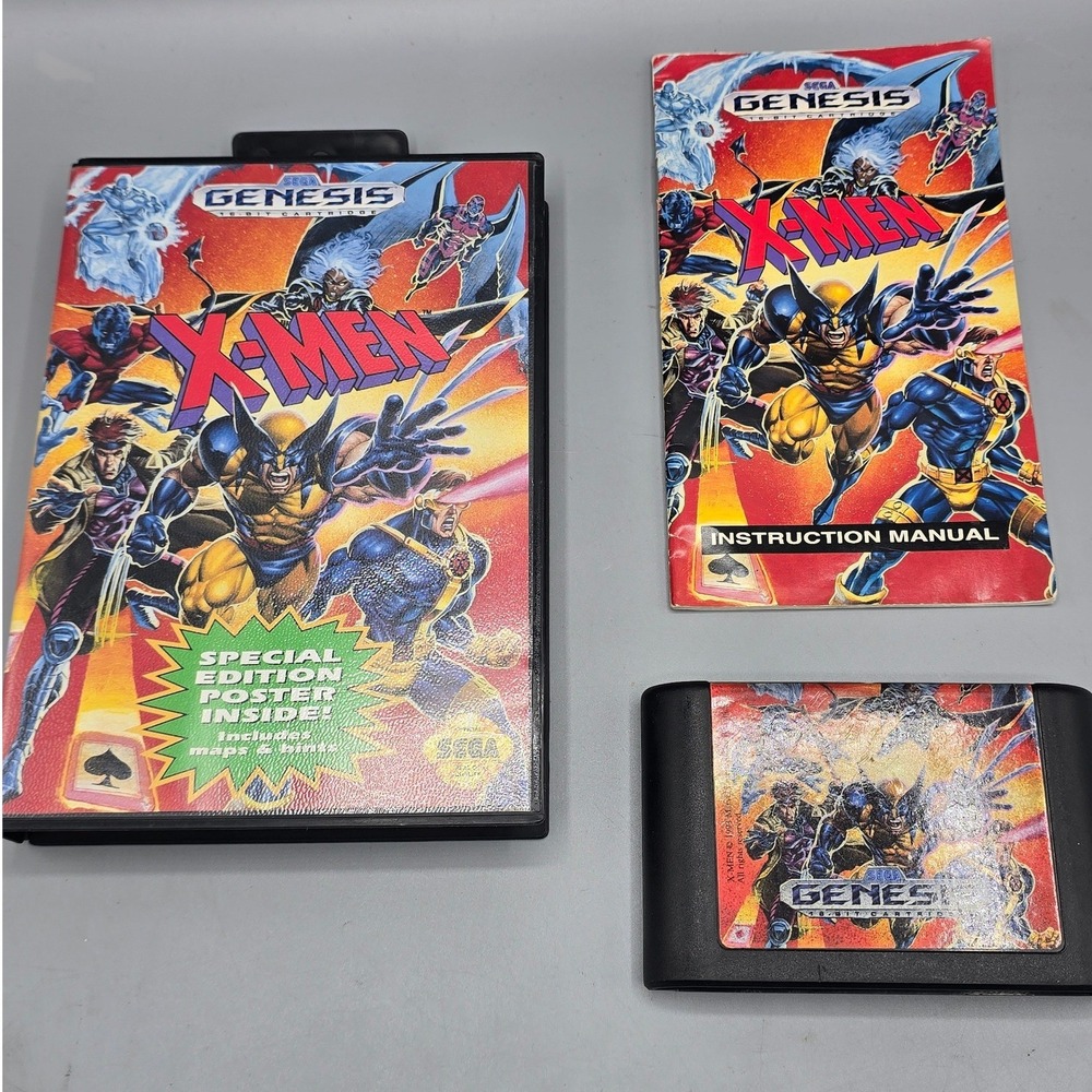 X-Men Sega Genesis 1993 Video Game CIB Complete with Manual Marvel Wolverine